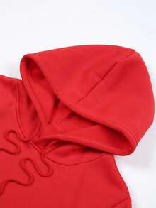 Men's Fashionable Autumn Comfortable Solid Color Pocket Hoodie, Mens Hoodies Vintage Oversized Hoodie Couples Cotton Pullover Hoodies Streetwear-L61 - Red 1 - View 4