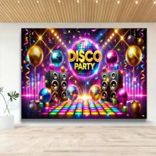 1. Banner Pesta Disko Retro, Latar Belakang Poliester, Dengan Lantai Dansa dan Bola Lampu Warna-warni, Dapat Digunakan di Mana Saja, Tidak Membutuhkan Daya, Dengan Properti Photo Booth, Cocok untuk Berbagai Dekorasi Perayaan - A - View 8