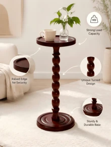 1 buah Meja Samping Kayu Bundar, Meja Kopi Kecil, Meja Samping Sofa, Meja Samping Kayu, Dapat Dipindahkan, Cocok untuk Berbagai Gaya, Mudah Dirakit, Cocok untuk Meja Kopi, Balkon, Meja Ruang Tamu Kecil, Taman dan Dekorasi Rumah. - MultiWarna - View 3