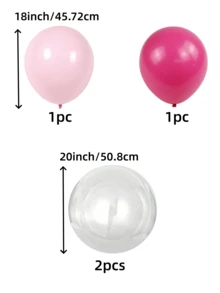 1套巨型圓形乳膠氣球，18英吋/12英吋乳膠氣球搭配透明泡泡氣球，混色粉色氣球，適用於生日派對、情人節、週年紀念、新娘送禮會、生日氣球、婚禮裝飾，粉色（可選4件補充裝） - 玫紅色&粉色 - 查看 11