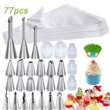 77pcs Piping Tools Set Includes 50pcs 12-Inch Thickened Piping Bags, 3 Types Of Puff Tips, 7 Piping Tips, 12 Common Cream Piping Tips, 5 Adapter Connectors, Suitable For Cake Decoration, Creative DIY Baking Tools, Christmas And New Year Gift - View 12