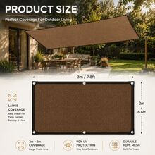 Patio Sun Shade Net, UV Protection Canopy Cover, Garden Privacy Screen, Outdoor Pergola Shade Tarp, Carport Sunblock Mesh, Pet Shade Shelter For Yard, High Density Breathable Mesh With Reinforced Grommets And Ropes, Plant Protection Cover For Camping - Coffee Brown - View 9
