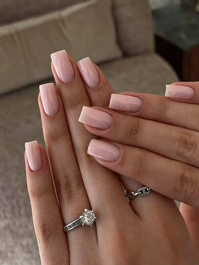 Change Your Nails With It, 24pcs/Set Minimalist Light Pink Medium Rectangle Daily Romantic Full Coverage Press-On Fake Nails Nail Art Supplies With 1pc Jelly Glue And 1pc Nail File, Perfect For Women And Girls Parties, Dates And Daily Wear