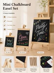 1pc Tabletop Mini Chalkboard With Wooden Easel Stand, Reusable Wipeable Blackboard Sign For Shop, Wedding & Party Decor - Multiple Styles - View 1