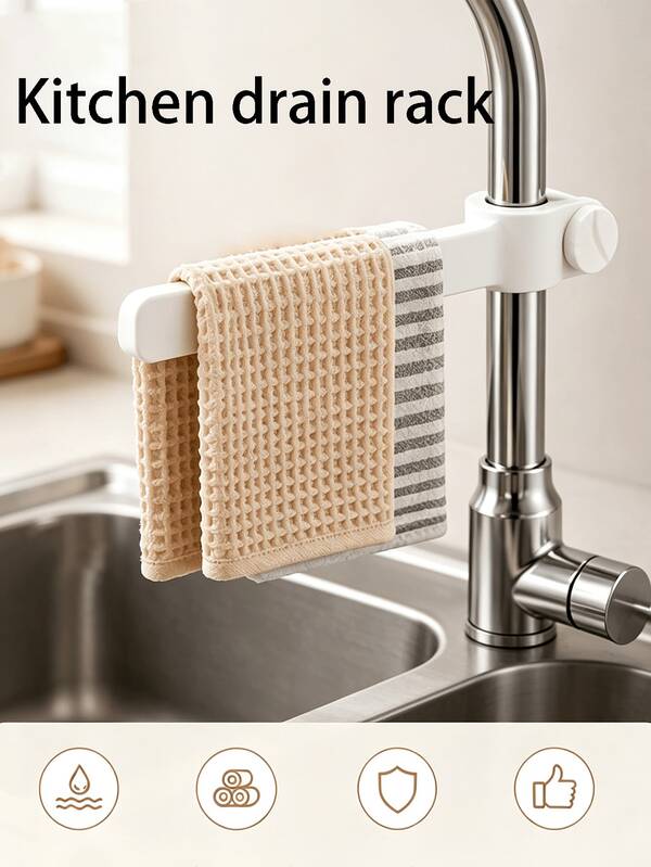Minimalist Kitchen Drain Rack, Easy Installation, For Kitchen Storage And Organization, Kitchen Accessories And Storage Supplies, Suitable For Storing Dishcloths, Wet Wipes, Sponges, Scouring Pads And Other Kitchen Cleaning Supplies, Ventilated Drainage, Quick Drying, Kitchen Sink Storage Rack, Space-Saving, Sink Dishcloth Storage Rack, Multi-Functional Drain Rack, Helps With Household Organization, Essential Kitchen Storage Rack, Gift For Family And Friends, Home Essential