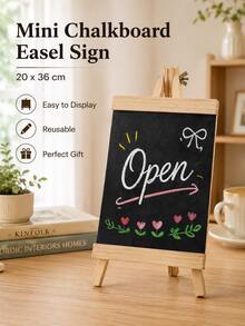 1pc Tabletop Mini Chalkboard With Wooden Easel Stand, Reusable Wipeable Blackboard Sign For Shop, Wedding & Party Decor - Multiple Styles - View 6