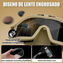 Goggles Tacticos/moto 3 Cambios De Mica + Funda, Ajustables - Caqui - Ver 5