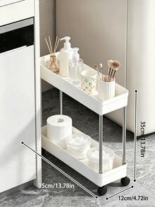 2/3/4-Tier Portable Storage Cart, Suitable For Narrow Spaces, 13cm Wide, Hollow Drainage Design, With Movable Casters And Drainage Mesh, Metal Tube Mobile Kitchen Storage Rack, Room Decor Storage Shelf Organizer, Kitchen Essential - Multicolor - View 2