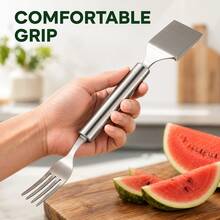 Stainless Steel Dual-Head Melon Slicer, Cube Cutting With Fruit Fork, Universal For Melon And Fruit, No Cutting Board Needed, Portable And Easy To Clean - Multicolor - View 2