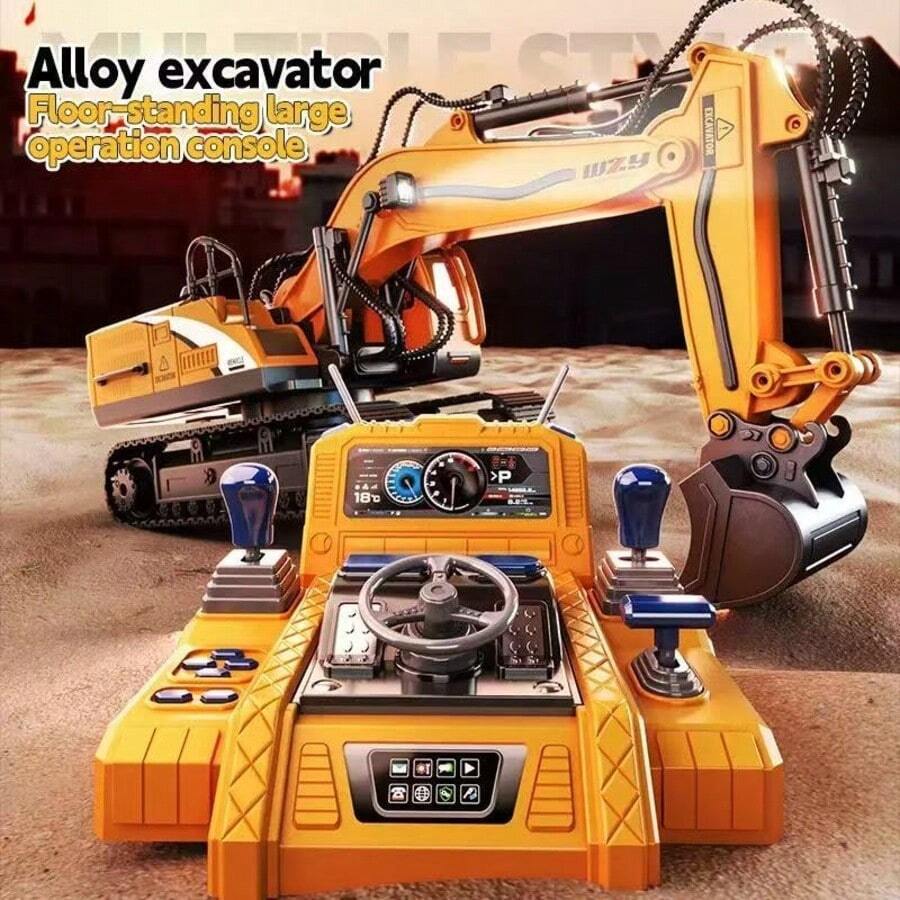 Remote Control Excavator Toy With Lights And Sound Effects, Suitable For Construction Use, 15/11/9/6 Channel Remote Control Engineering Vehicle, Suitable For Children And Adults, Children's Gift, Birthday Gift, Christmas Gift