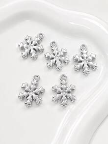 1/5pcs Snowflake Pendant, Suitable For DIY Necklace, Bracelet, Earring Christmas Winter Snowflake Decoration. Jewelry Making Accessories - Multicolor - View 4