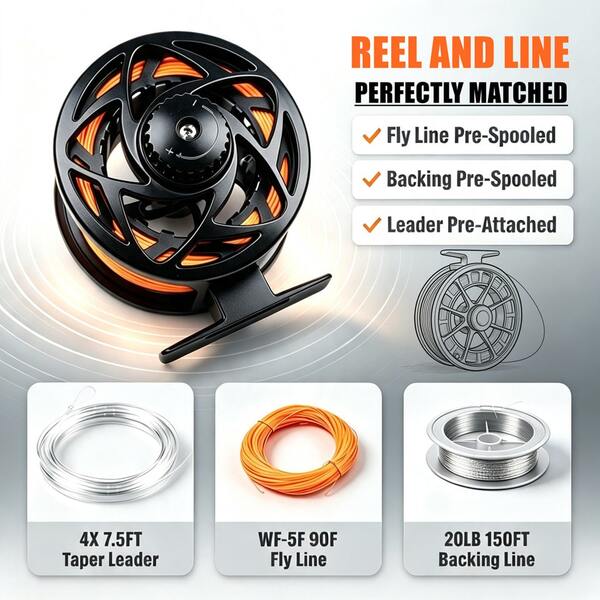 SEACHASER 5WT Pre-Spooled Fly Fishing Reel, Aluminum Fly Reel With WF-5F Floating Line, Backing Line & Leader For Freshwater Fishing