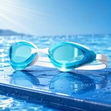Swim Goggles Men Women Electroplated Anti Fog Mirrored Lens Earplug Plano Pool - Multicolor - View 12