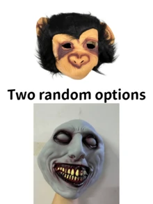 1pc Halloween Mask, Scary White Face Demon, Escape Room Haunted House Prank Cosplay Party Prop - 1pc Monkey Mask - View 10