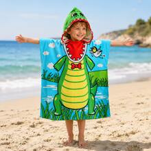 nerd hunters Kids Hooded Poncho Towel - Green Dinosaur - 綠色 - 查看 2
