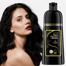 EELHOE 500ml Black Hair Dye Shampoo 3-In-1 - Ammonia-Free Natural Herbal Formula With Polygonum Multiflorum & Ginger, Moisturizing & Long-Lasting - Unisex 16.90oz, Instant Dissolve For Christmas/New Year Gifts - 黑色 - 查看 6
