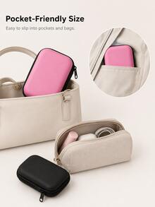 Cable Organizer Bag, Zipper Card Bag, Earphone Storage Bag, Lipstick/Cosmetic Storage Bag, Small Storage Organizer Case For Electronic Accessories, Portable Hard Shell Carrying Bag With Mesh Pocket,Travel Essential, Office Supplies,Halloween Gift - Multicolor - View 6