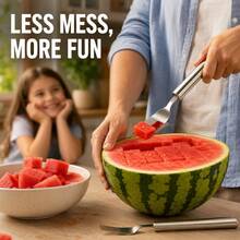Stainless Steel Dual-Head Melon Slicer, Cube Cutting With Fruit Fork, Universal For Melon And Fruit, No Cutting Board Needed, Portable And Easy To Clean - Multicolor - View 1