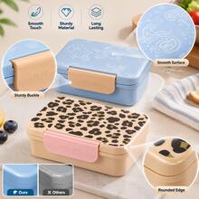 Portable Clamshell Bento Box With Compartments Lightweight Printed Lunch Container Leakproof Food Carrier For Student Worker Outdoor Daily Use - Western - View 3