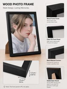 Wooden Photo Frame, Suitable For Photo Wall, Black Photo Frame Stand, Can Be Used For Photo Decoration, Commemorative Gift, Birthday Gift, Graduation Gift, Etc. - Black - View 4