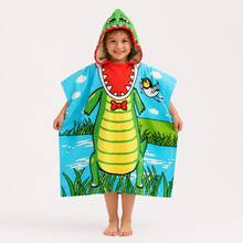 nerd hunters Kids Hooded Poncho Towel - Green Dinosaur - 綠色 - 查看 5