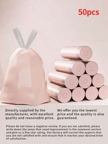 50pcs Disposable Trash Bags, Small Colored Garbage Bags, Leak-Proof Design, Suitable For Home And Outdoor Trash Cans, Car, Office, Pet Waste, Stain-Resistant, Random Color, For Kitchen, Bathroom, Home Use - Pink - View 8