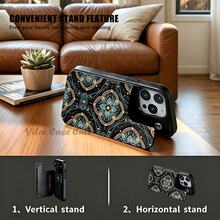 4350[2D Print] Luxury Dark Filigree Printed Phone Case, Flip Wallet Phone Case with 3 Card Slots, You Can Insert Credit Card Cash, Hand-stitched with High Quality For phone 17 Pro Max/17 Pro/17 Air/16 Pro Max/16 Pro/15 Pro/15 Plus/14 Pro Max/13/12/11 Viral Fashion - Braun - Übersicht 5