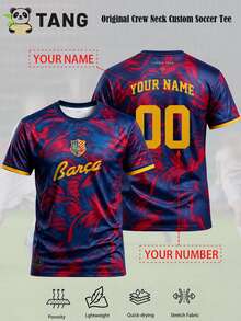 Jersey Sepak Bola Barca Blaugrana Kustom Pria, Kaos Sepak Bola Cetak Kosmik dengan Nama dan Nomor yang Dipersonalisasi, Perlengkapan Penggemar untuk Latihan, Pertandingan, dan Hadiah Harian. - MultiWarna - View 2