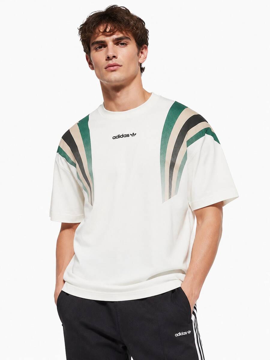 Adidas Clover 新款男士透氣運動休閒圓領短袖T恤 - 白色 - 查看 1