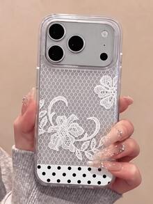 Fashionable Elegant Lace Mesh Flower Pattern Soft Transparent Phone Case Compatible With IPhone 18 17 Pro Max 18Pro 17Pro 16 Pro Max 16 15 14 13 Pro Max Stylish Lily Floral Clear Protective Cover - Lace Flowers - View 4