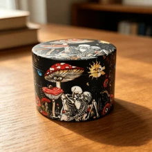 1PC Mysterious Jungle Skull Mushroom Print 4-Layer Grinder, 50MM Detachable Metal Herb Grinder, Personalized Portable Grinding Tool, Smoking Accessories - View 8