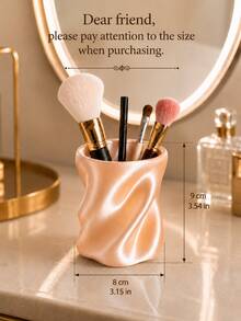 1pc Wavy Texture Makeup Brush Holder, Modern Sculptural Vanity Storage Cup, Multi-Purpose Desktop Organizer Container For Makeup Brushes, Pens, Cutlery, Beauty Tools And Small Accessories, Drawer Storage, Vanity Storage, Makeup Brush Holder, Gift - Multicolor - View 10