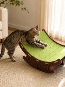 1pc Felt Cat Scratching Board, Rocking Design, 2-In-1 Curved Cat Scratching Resting Chair, Suitable For Indoor Cats And Kittens - one-size - View 5