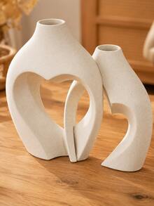 2件組 interlocking 心形花瓶，現代鏤空裝飾花瓶，適合插蘆葦草，極簡波希米亞風居家裝飾，適用於客廳、臥室、書架、壁爐架、桌面中心裝飾，適合婚禮、週年紀念與喬遷禮物 - 愛心款 - 查看 4