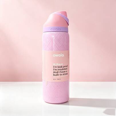 Owala 32oz/24oz Fruit Cup Stainless Steel Insulated Water Bottle, Outdoor Portable Pop-Up Water Bottle, Stainless Steel Insulated Water Bottle, Portable Sports Water Bottle With Straw, Suitable For Sports, Travel And School Sports Activities, Good Sealing, Portable, Flip Lid Design, Perfect For Cold And Hot Drinks, Coffee And Frozen Beverages