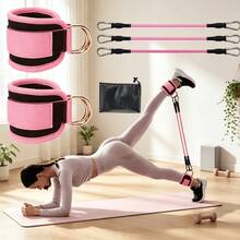 6pcs Fitness Ankle Resistance Band Set, Adjustable Ankle Straps With 3 Resistance Tubes, Portable Hip, Leg, Glute Workout Training Equipment For Home Gym - Multicolor - View 1