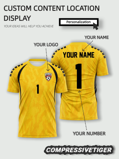 Custom Cape Verde Yellow & Black Short Sleeve Soccer Jersey, Bright Yellow Base With Black Line Design, Customizable Front & Back, Freely Change Player Name, Jersey Number, Custom Team Logo, Quality Fabric, Suitable For Soccer Matches, Team Training, Also For Daily Casual Wear, Create Exclusive Team Uniform, 2026 Soccer