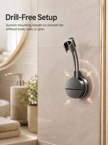 1pc Drill-Free Suction Cup Shower Head Holder, Adjustable Handheld Shower Bracket, Strong Suction Wall-Mounted Shower Storage Rack, Suitable For Tile And Glass Smooth Surfaces, Bathroom Shower Accessories - A - View 4