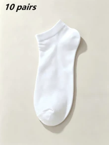 10 Pares de Meias Brancas de Cano Baixo Respiráveis de Verão para Mulheres, Meias Finas Nude para Viagem e Férias, Opções de 1/5/10/3/15/30 Pares - Branco - Visão 20