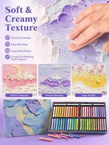 48 Colors Soft Oil Pastels Set, Macaron Crayons With Paper & Scraper, DIY Art Supplies For Kids, Drawing & Coloring, First Day Of School - Multicolor - View 4