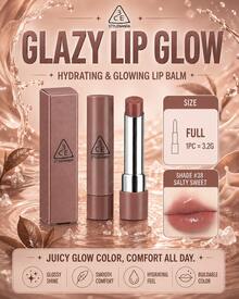 Lipstik 3CE #38 SALTY SWEET 3.2g: Hasil akhir bening dan mengkilap, halus dan tidak lengket. Pengaplikasian tipis menciptakan tampilan alami, seperti tanpa riasan, dan mencerahkan warna dasar kekuningan. - #38 ASIN MANIS - View 2