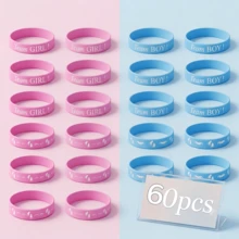 60pcs Gender Reveal Silicone Bracelets, Blue And Pink Boy Girl Team Wristbands, Gender Reveal Party Decoration - View 15