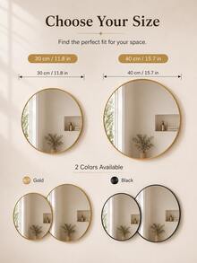 Matte Black/Gold Frame Round Mirror, Fashion Round Vanity Mirror, Suitable For Bathroom/Entryway/Bedroom/Living Room/Vanity, Rustic Home Decor, Autumn Soft Furnishing, Makeup Storage, Bathroom Accessories, Back To School Essentials - 40cm/15.75inch - View 10