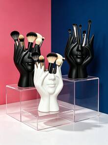 1pc Handmade Creative Human Body Art Makeup Brush Holder, Unique Human Body Art Design, Desktop Makeup Brush Storage Box, Decorative Resin Material, Handmade Desktop Or Bathroom Cosmetic Storage Box, Back To School Storage Supplies - A - View 3