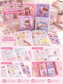 1 buah Buku Catatan Kotak-kotak Seri Magic, Buku Harian Jurnal Retro Kawaii Lucu untuk Anak Perempuan, Anak-anak, Siswa Sekolah Dasar & Perlengkapan Sekolah - MultiWarna - View 6