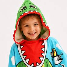 nerd hunters Kids Hooded Poncho Towel - Green Dinosaur - 綠色 - 查看 3