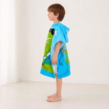 nerd hunters Kids Hooded Poncho Towel - Skateboarding Dinosaur - 彩色 - 查看 7