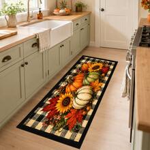 Autumn Pumpkin Pattern Printed Long Runner Rug, Home Indoor Decor, Kitchen Long Runner, Entryway Doormat, Hallway Entrance Decor, Bedroom Bedside Rug, Living Room Rug, Laundry Room Rug, Bathroom Mat, Suitable For Apartment, Dorm And Home Daily Decor - Multicolor - View 3