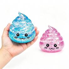 1個透明萬聖節惡搞紋理擠壓玩具 TPR 透明便便紓壓捏捏樂，可愛卡通風紫色藍色亮片透明便便造型口袋減壓玩具，萬聖節 Cosplay 惡搞禮物，隨機款式-Squishy - 彩色 - 查看 7