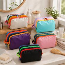 Tas Kosmetik Blok Warna yang Dipersonalisasi, Tas Organizer Kosmetik Kapasitas Besar Multi-Lapisan, Tas Perlengkapan Mandi Portabel untuk Perjalanan dengan Warna Kontras yang Modis - MultiWarna - View 7